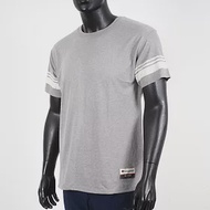 Champion [AO300-95H] 男 短袖上衣 T恤 美規 頂級 條紋 舒適 混紡 棉質 穿搭 運動灰 S 灰/白