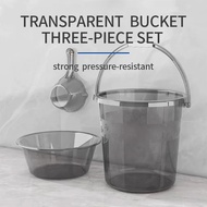 Minimalist Transparent water Bucket High Capacity Thickened Transparent Bucket with Dipper and Basin