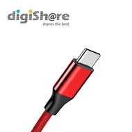 TYPE-C 1M扁線 快速充電數據線 紅色