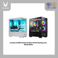 Invasion D-3000 Tempered Glass M-ATX Gaming Case - Black/White