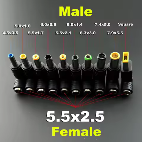 1pcs DC Power plug connector 7.9x5.5 7.4x5.0 4.5x3.0 4.0x1.7 6.0x0.6 3.0 mm 2.1 DC female Adapter Co