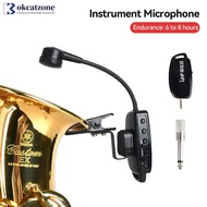 OKCATZONE UHF Wireless Saxophone Microphone System Clips over Instrument Receiver Transmitter Trumpet Trombone French Horn F7I3