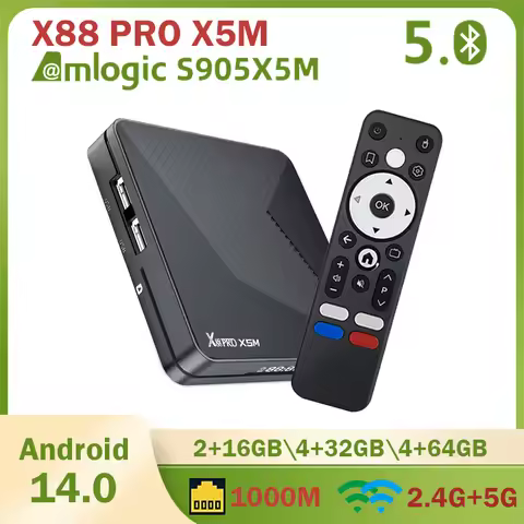 X88 PRO X5M Smart TV Box Android 14 Amlogic S905X5M 4GB 64GB AV1 4K 2.4G/5G Dual WIFI 1000M LAN BT S