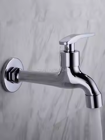 Chrome Copper single cold water tap long mops-4 old ordinary faucets MOP tub