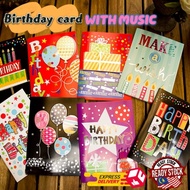 Ready stock☞Happy birthday card with music birthday card with songs bear make a wish card greeting c
