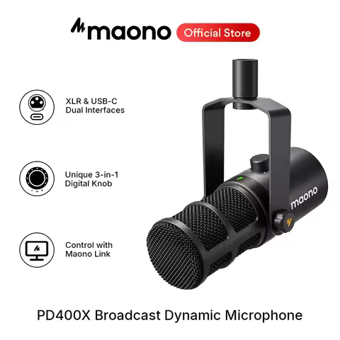 maono PD400X USB/XLR Dynamic Microphone All Metal With One-Touch Mute Headphone Jack And Volume Cont