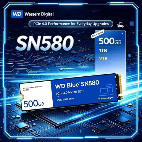 Original FOR WD SSD SN580 NVMe Blue 2TB 1TB 500GB PCIe 4.0 * 4 M.2 2280 Internal Solid State Drive F