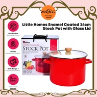 10L Enamel Coated Carbon Steel Stock Pot 10L With Glass Lid Kitchen Cookware Roasting Stewing Cookin