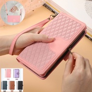 Caisng For Samsung S10 Plus A51 A71 M60S M80S Fashion Lattice Wallet Flip Leather Case Long Short Ropes Zipper Cover Nice gift