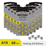 60Pcs Hearing Aid Batteries 10 A10 10A ZA10 10a PR70 Rayovac Extra UK Zinc Air Button Ear Aid Batter