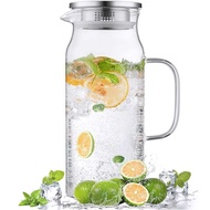 2L 62oz Glass Kettle with Lid and Nozzle Refrigerator Kettle Hot Water/Cold Water Glass Water Bottle