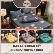 Premium Cotton Single 2in1 Queen 4in1 King 4in1 Bedsheet Set Cadar Murah Getah Keliling Pillow Case 