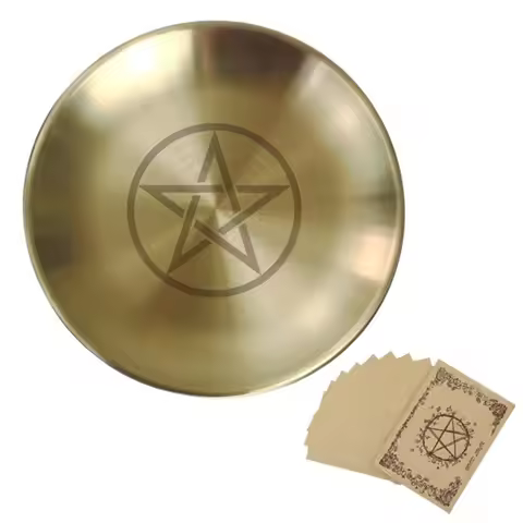 Pentagram Altar Ritual Burning Holder Plate Stainless Steel 14cm Altar Bowl Durable Multi-purpose Ca