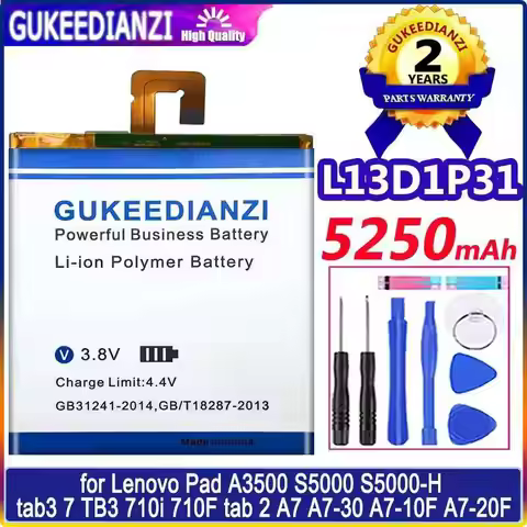 Tablet Battery L13D1P31 5250Mah For Lenovo Pad A3500 S5000 S5000-H Tab3 7 TB3 710I 710F Tab 2 A7 A7-
