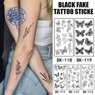 Sketch Flowers Rose Flowers Black And White Flowers Waterproof Lasting Stickers Tattoo Female Q2v2