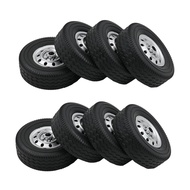 (LAWC) 8Pcs Wheel Tire Tyre for WPL D12 1/10 RC Truck Car DIY Upgrade Spare Parts Accessories