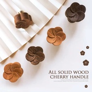 Walnut/Cherry Wood Brass Handles Wooden Furniture Handles Door Knobs and for Cabinet Kitchen Cupboard Drawer Pulls