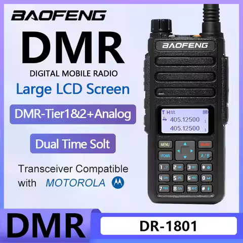 Baofeng DR 1801 Walkie Talkie Large Screem Tier 1+2 Dual Time Slot Digital Dual band 136-174 400-470