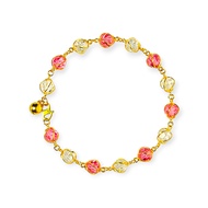 585 Gold Pink & Clear Crystal Bracelet | Gelang Tangan Kristal Merah Jambu Emas 585 | Delicate & Spa