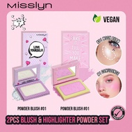 MISSLYN-2PCS Blush & Highlighter Powder Set,Love Yourself Strobing Powder, Highlighter, 1pc Highligh