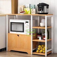 OKURA Multipurpose Kitchen Rack Kitchen Shelf Home Living Microwave / Oven Rak Dapur Rak Besi Pintu Kayu