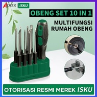 10 In 1 Obeng Satu Set Komplit Serbaguna Ori Murah Magnet/Obeng Kembang/Obeng Hp Full Set Lengkap Or