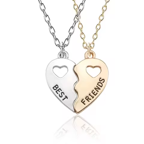 2pcs Romantic Best Friend Pendant Necklace Women Hollow Heart Best Friends Forever BFF Friendship Je