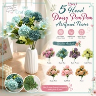 (1pcs) 5 Head Daisy PomPom Artificial Flower/ 5 Kuntum Bunga Daisy PomPom  Bunga Hiasan Tangan/ Home