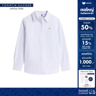 Tommy Hilfiger เสื้อเชิ๊ต ผู้หญิง รุ่น WW0WW46111 0A9 - สีน้ำเงิน ทรง Relaxed