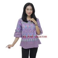 Batik Wanita Atasan Batik Blouse Batik Model Lengan Terompet Semi tunik S-M-L-XL-XXL-3L-4L-5L- Ba