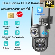 V380 4G Dual Lens Outdoor CCTV Camera Waterproof 8MP 4G CCTV Camera supports Free SIM Card