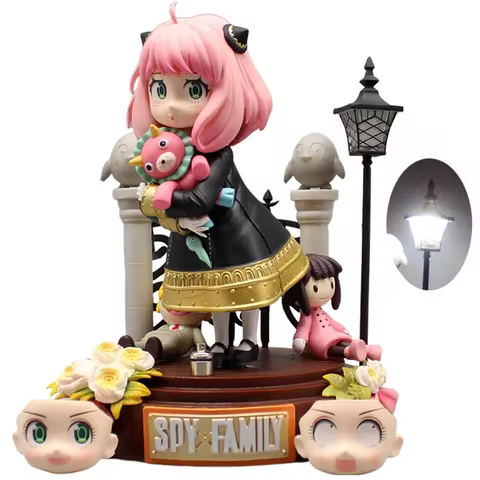 19cm Anime SPY×FAMILY Figures GK Anya Forger Action Figures Lighted Changeable Faces PVC Collection 