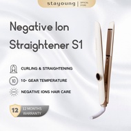 STAYOUNG Negative Ion Straightener S1, Hair Straightener Curling Iron 2 In 1 Ten Temperatures