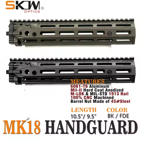 SKWOPTICS 9.5'' 10.5' inchs MK18 Handguard M-LOK 21mm Picatinny Interface System Aluminum . AR15