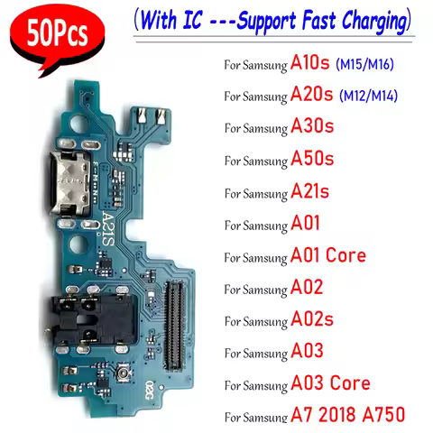 50Pcs，Tested USB Micro Charger Charging Port Dock Connector Board Flex For Samsung A10S A20S A30S A5