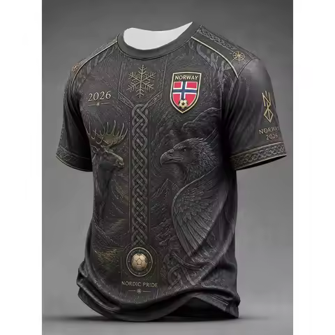 Norway Concept Soccer Jersey Retro Viking Longship Thor Hammer Football Shirt Nordic Myth Odin Men S