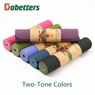 【Dobetters】1830*610*6mm Thick Tpe Monochrome Yoga Mat with FREE Bag Sports Pad Double Color TPE Yoga Mat with Two-Tone Colors