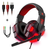 BENTOBEN Wired Gaming Headset 7.1 Surround Sound Stereo Earphones USB Microphone Breathing RGB Light For PC Gamer Headphones