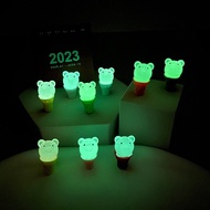 2Pcs Lucu Resin Bercahaya Es Krim Beruang Mini Kartun Ornamen Glow