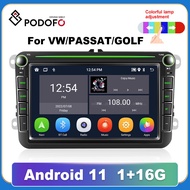 Podofo 8 Inch 2Din Car Radio Android 11 For VW Volkswagen/Golf Polo/PASSAT/Seat GPS WIFI Car Multimedia Player