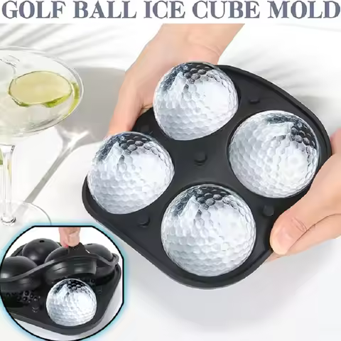 Large Silicone Golf Ice Cube Tray with Lid Big Round Ice Ball Maker for Whiskey Cocktail Bourbon Eas