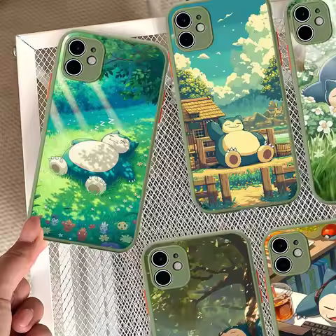 Cute P-Pokemon Doodle Snorlax Matte Translucent Phone Case For iphone 16 ProMax 15 14 13 12 11 X XS 