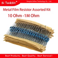 30values each 20pcs =600pcs  Metal Film Resistor Assorted Kit 1% 1/4W 10 Ohm  1M Ohm 10R 22R 47R 100