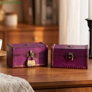 AQUAEDGE Multifunctional Treasure Chest, Vintage Wooden Jewelry Storage Box with a Lock, Escape Room