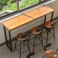 Narrow long table for home use, solid wood, wall-mounted, American-style minimalist, suitable for te