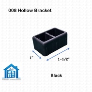 ⟬aga.alumglass⟭ 008 1" x 1-1/2" PVC Hollow Bracket for Aluminium