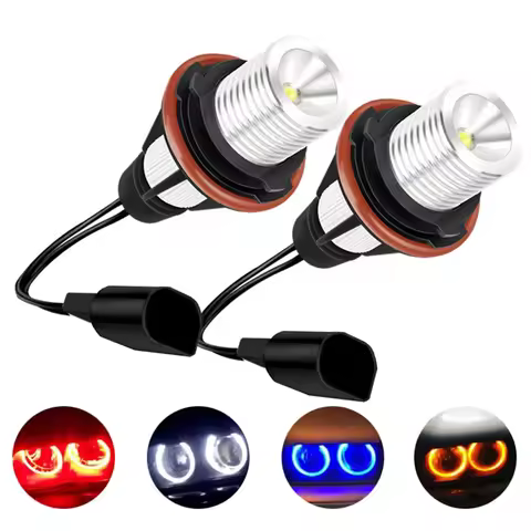 for BMW E87 E39 M5 E60 E61 E63 E64 M6 E65 E66 E83 X3 E53 X5 2000-2008 White Bright 20W LED Angel Eye