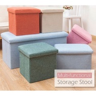 ✨HOT ITEM✨𝟮 𝗜𝗡 𝟭 Fabric Ottoman Folding Storage Stool Box Sofa Clothes Organizer Foot Seat Bench Kot