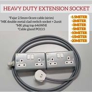 SIRIM MK HEAVY DUTY 4GANG SWITCH SOCKET EXTENSION WIRE C/W UMS/FAJAR 2.5MM×3C CABLE SIRIM & MK 646 H