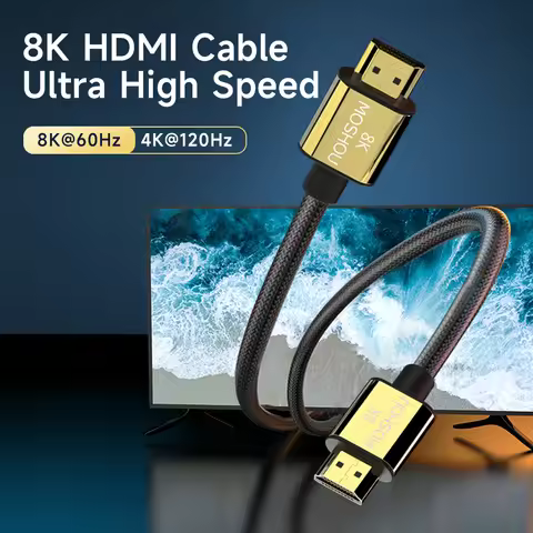 MOSHOU 2.1 8K HDMI Cable 4K120Hz 48Gbps for EARC Soundbar Ethernet Gaming 144Hz Certified Ultra High